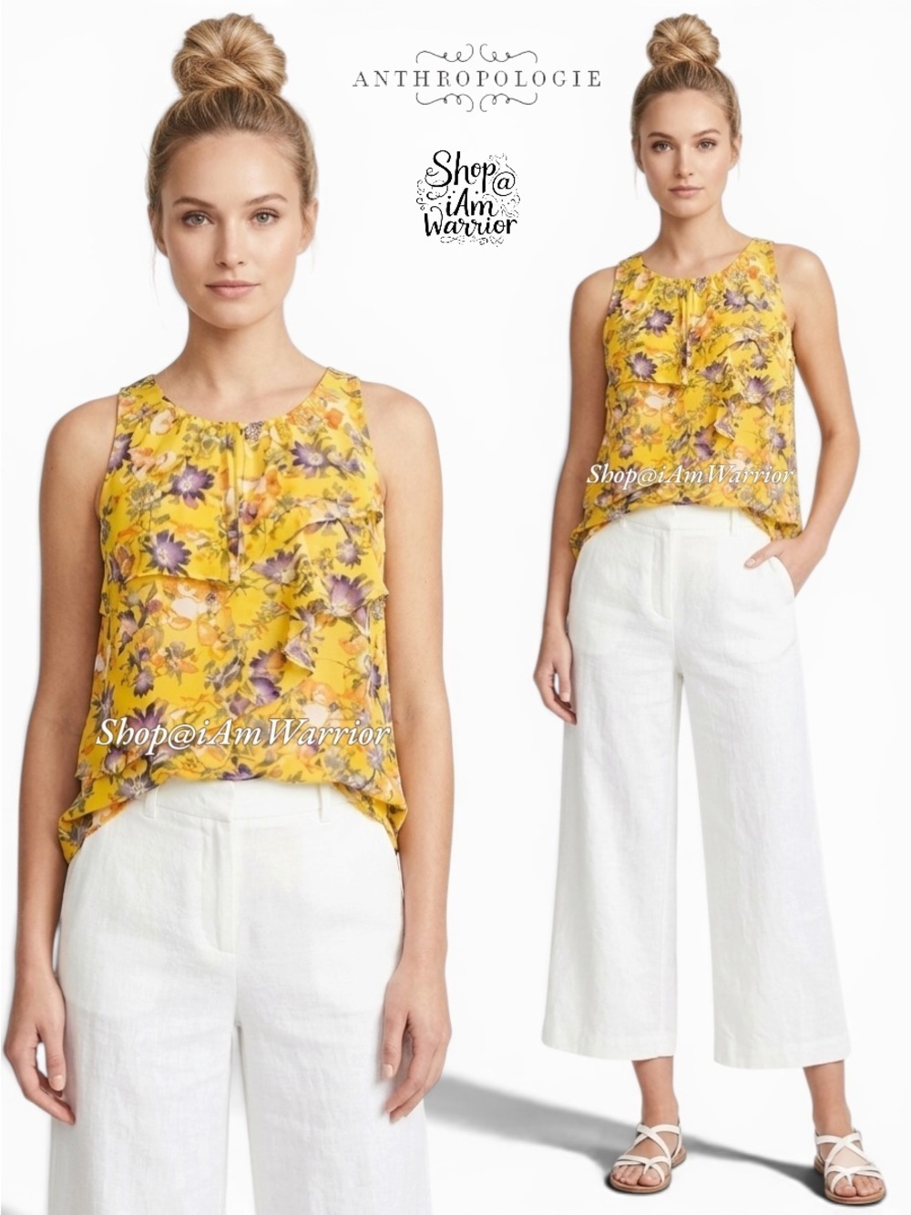 Anthropologie HD in Paris sleeveless floral flutter top *shop@iamwarrior